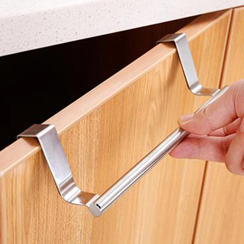 Stainless Steel Over the Door Towel Bar Punch Free Cabinet Door Towel Holder for Kitchen & Bathroom