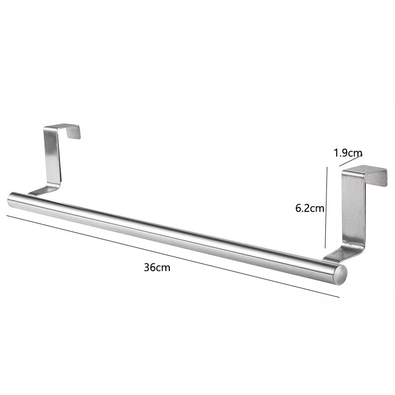 Stainless Steel Over the Door Towel Bar Punch Free Cabinet Door Towel Holder for Kitchen & Bathroom
