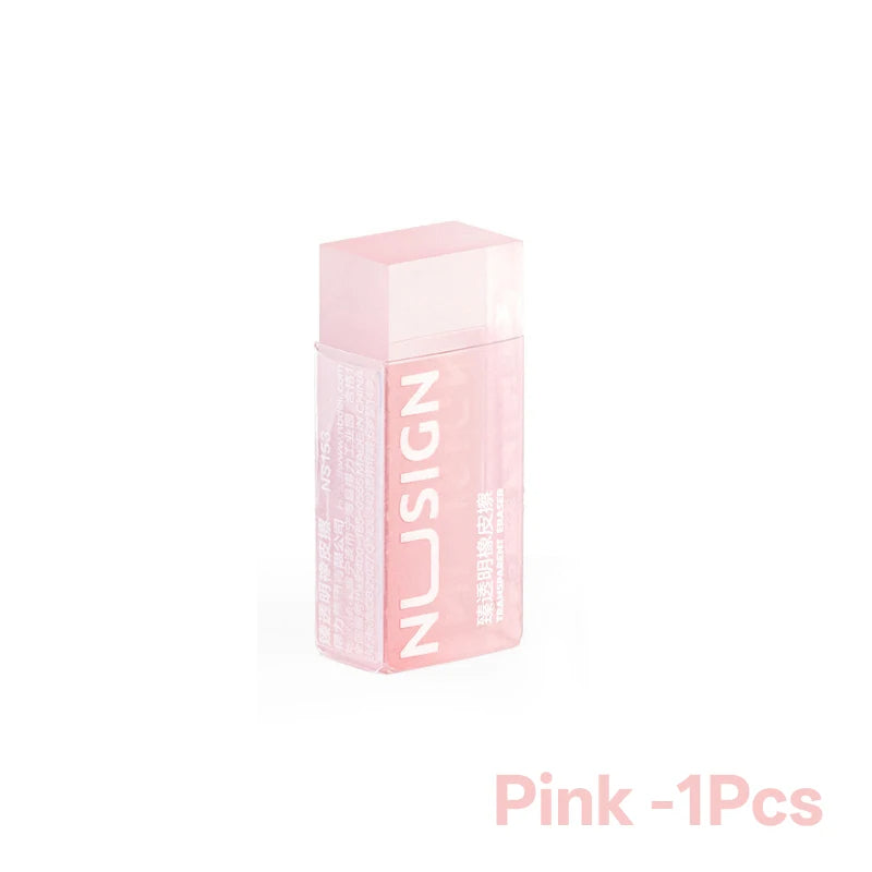 1PC Cute Transparent Eraser Solid Color Pencil Eraser for Kids & Students Back to School Supplies