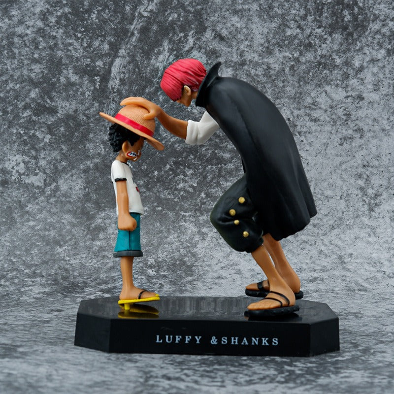 Bandai One Piece Red Haired Shanks Figure  Straw Hat Scene Collectible Car Model Ornament