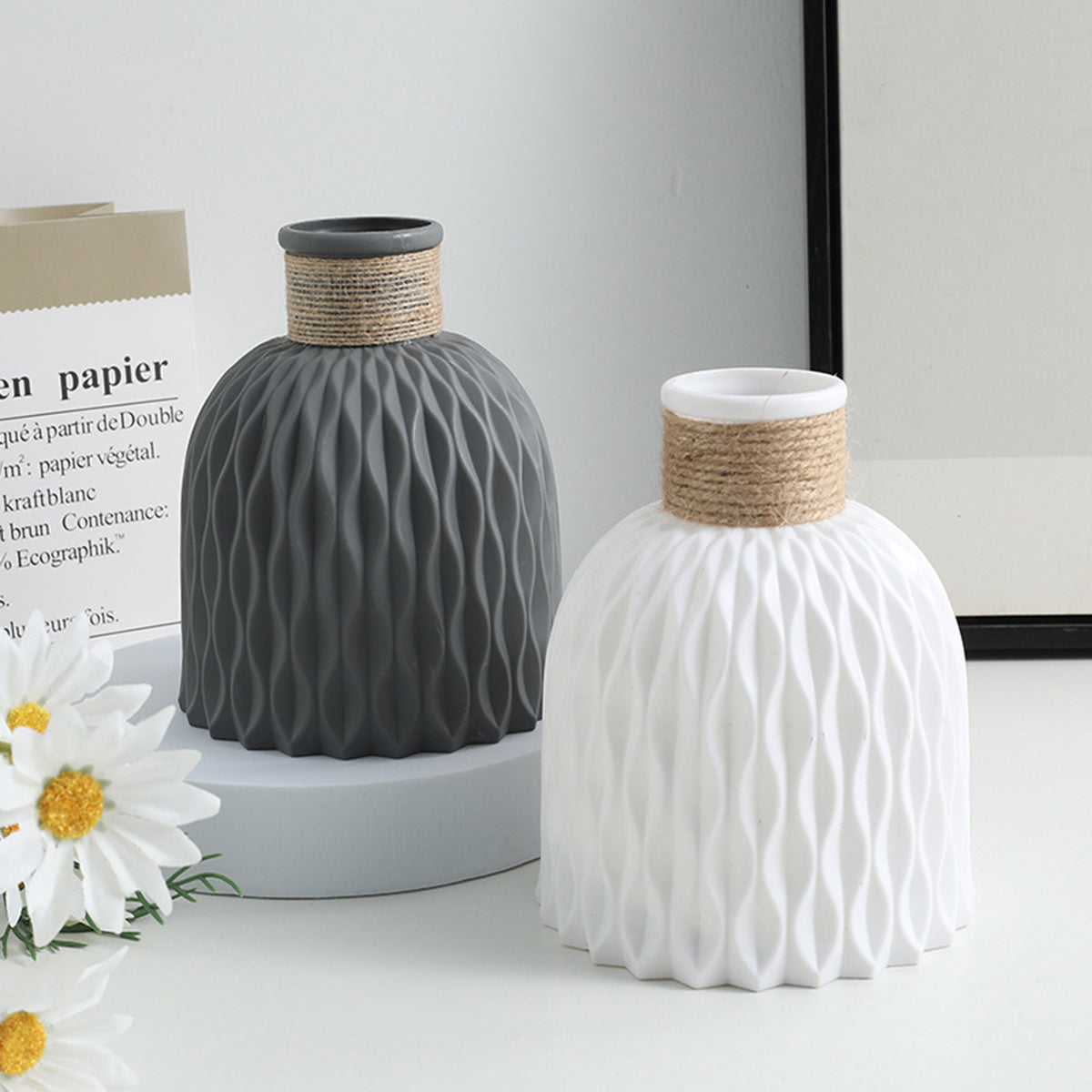 Modern Nordic Water Ripple Plastic Vase  Wave Design Flower Pot for Home & Desktop Decoration