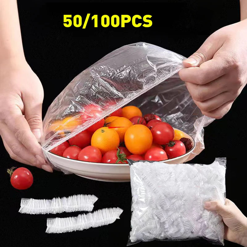 Reusable Elastic Food Covers – Stretchable Plastic Wrap Lids for Bowls, Plates & Food Storage (Durable & Disposable Option)
