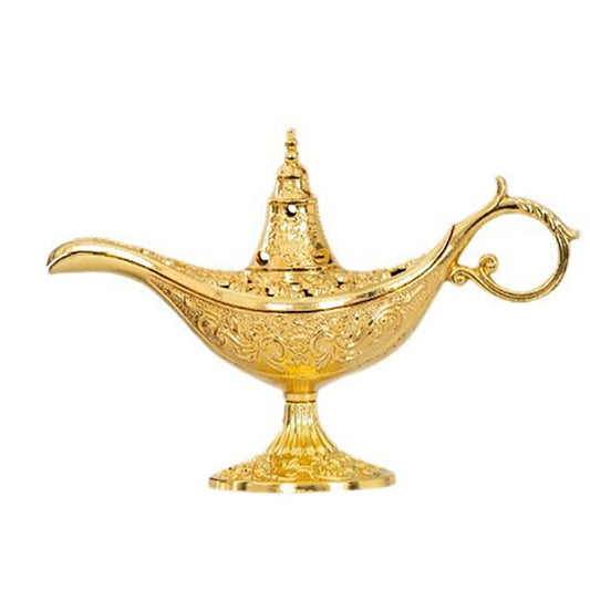 Hollow Legend Aladdin Magic Genie Lamp Incense Burner Retro Wishing Oil Lamp Home Decor & Gift