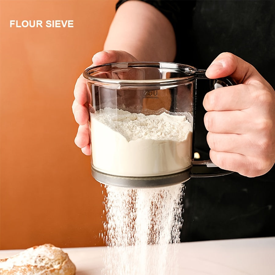 Semi-Automatic Flour Sifter with Hand Press  Transparent Non-Stick Baking Sieve Too