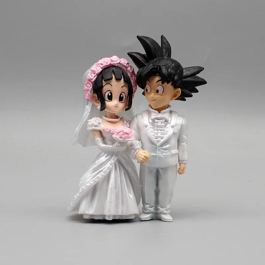 Dragon Ball Son Goku & Chichi Wedding Figure  9cm Q-Version PVC Anime Collectible Statue