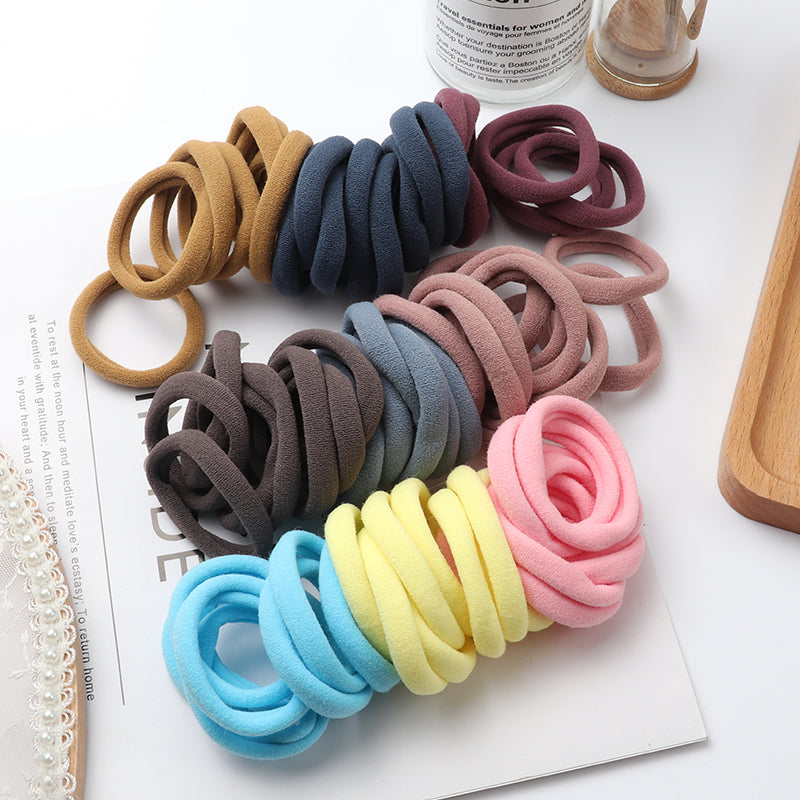 50Pcs Girls Elastic Nylon Hair Bands  Colorful Kids Ponytail Holders & Hair Accessories