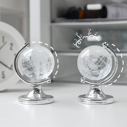Mini Crystal Globe  Portable Engraved World Map Glass Ball for Table Decor & Artistic Display