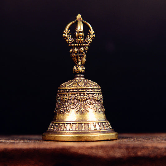 Handcrafted Tibetan Brass Drop Bell – Vintage Wind Chime for Car, Home & Gifts