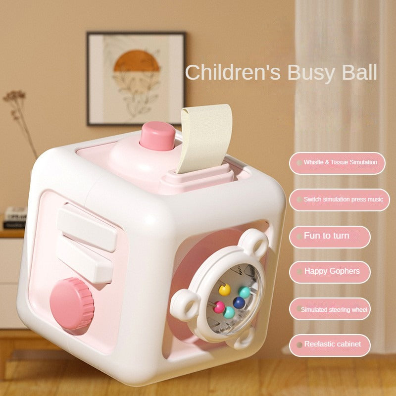 6-in-1 Montessori Busy Board Cube  Baby Sensory & Educational Toy for Boys & Girls