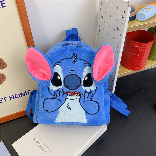 Disney Stitch Plush Backpack  Large-Capacity Cartoon Bag for Kids  Japanese Style Kindergarten & Student Gift