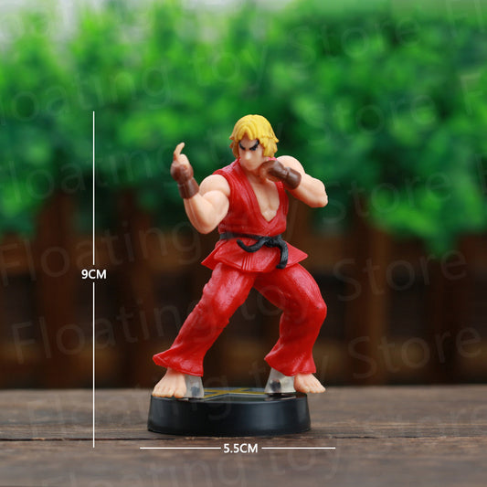 Street Fighter Ken Masters & Ryu Action Figure Set  Anime PVC Fighting Game Collectible Toy Gift