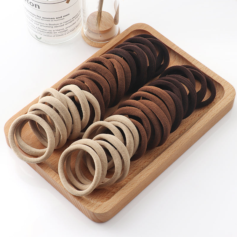 50Pcs Girls Elastic Nylon Hair Bands  Colorful Kids Ponytail Holders & Hair Accessories