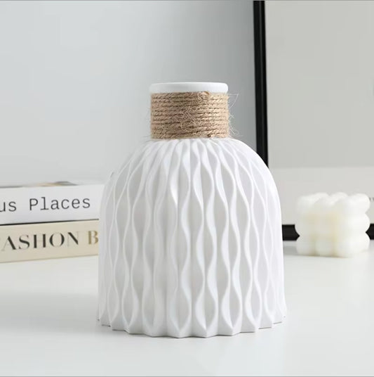Modern Nordic Water Ripple Plastic Vase  Wave Design Flower Pot for Home & Desktop Decoration