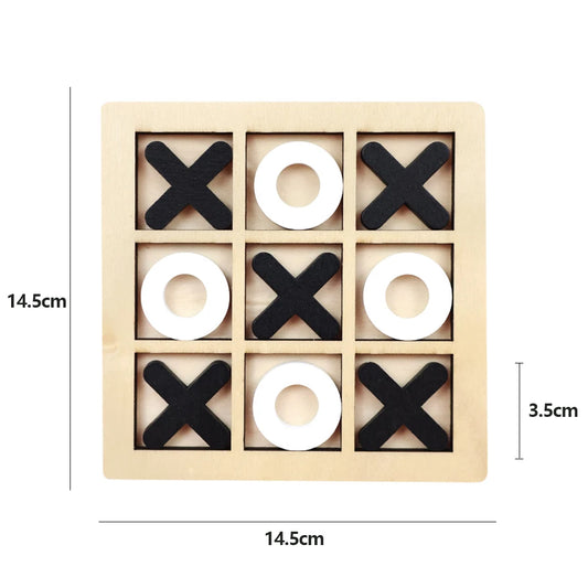 Wooden Tic Tac Toe Game  Mini XO Puzzle Board for Kids  Montessori Educational Toy & Gift for Boys and Girls