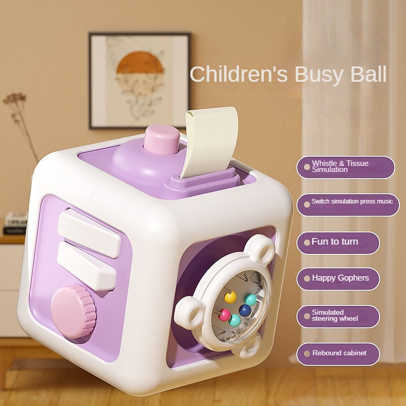 6-in-1 Montessori Busy Board Cube  Baby Sensory & Educational Toy for Boys & Girls
