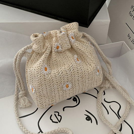 Straw Weave Rattan Bucket Bag – Women’s Summer Beach Shoulder Tote & Retro Mini Messenger Bag