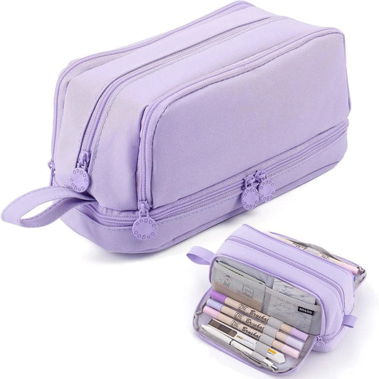 Large Capacity Double-Layer Pencil Case  Oxford Cloth Stationery Organizer Bag, Portable & Stylish (Chinese Origin)