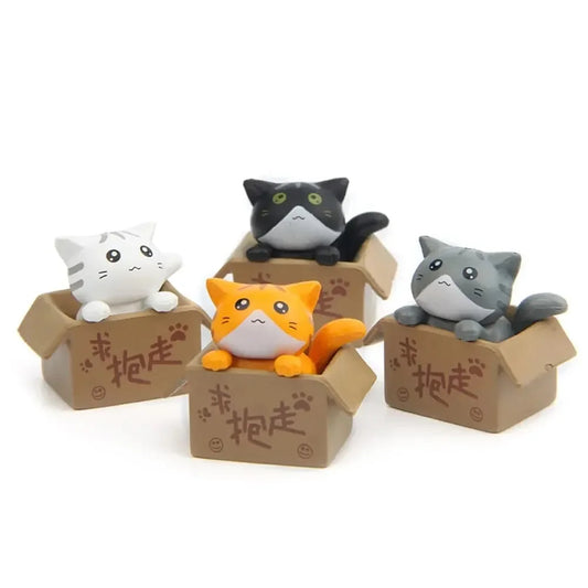 4Pcs Mini Cat Ornaments  Cute Kawaii Kitten Figurines for Home & Garden Decoration