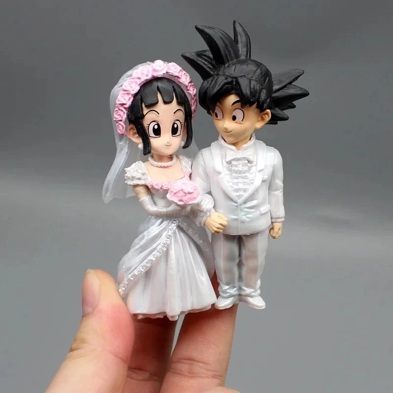 Dragon Ball Son Goku & Chichi Wedding Figure  9cm Q-Version PVC Anime Collectible Statue