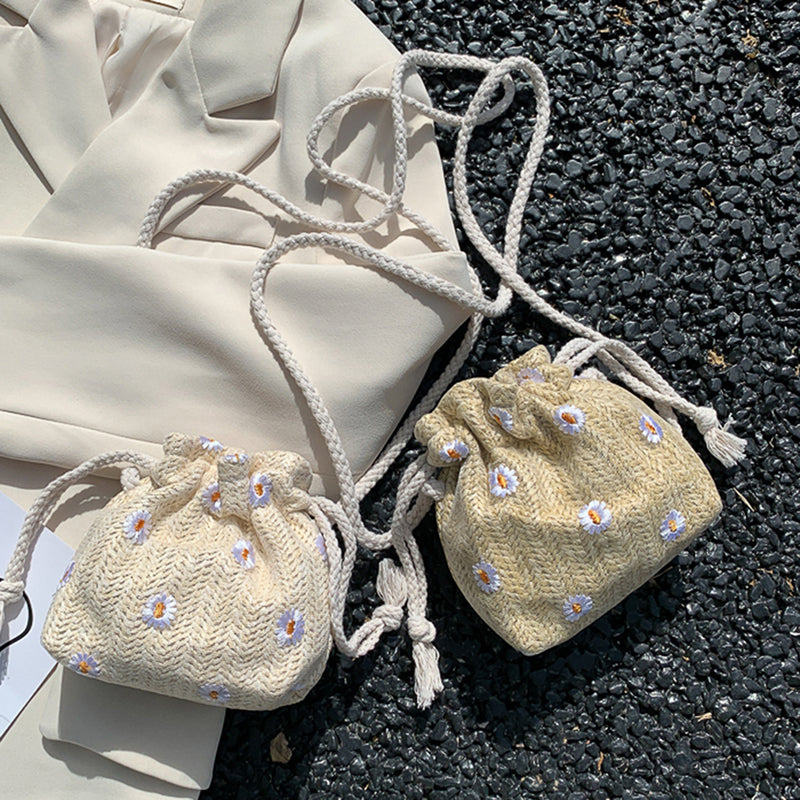 Straw Weave Rattan Bucket Bag – Women’s Summer Beach Shoulder Tote & Retro Mini Messenger Bag