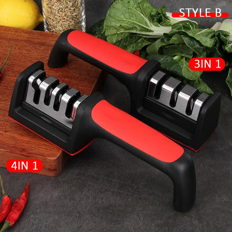3-in-1 Kitchen Knife Sharpener  Handheld Multi-Purpose Sharpener with 3/4-Stage Sharpening System (Black)