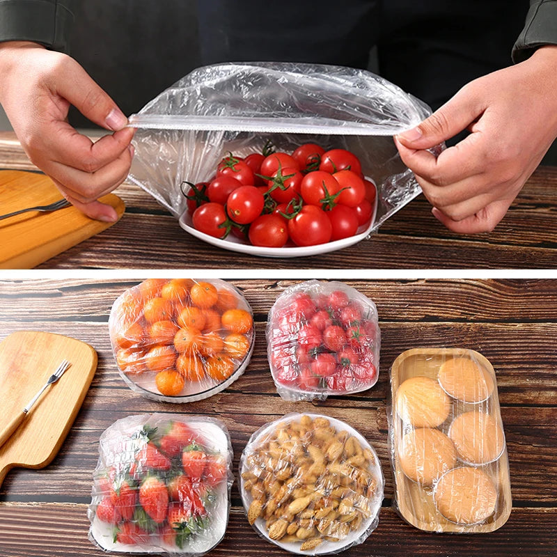 Reusable Elastic Food Covers – Stretchable Plastic Wrap Lids for Bowls, Plates & Food Storage (Durable & Disposable Option)