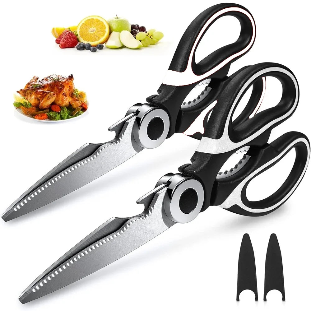 Multifunctional Stainless Steel Kitchen Scissors – Heavy-Duty Chef Shears for Cutting Chicken, Meat, Bones & Vegetables Kitchen Utensils & Accessories Tool