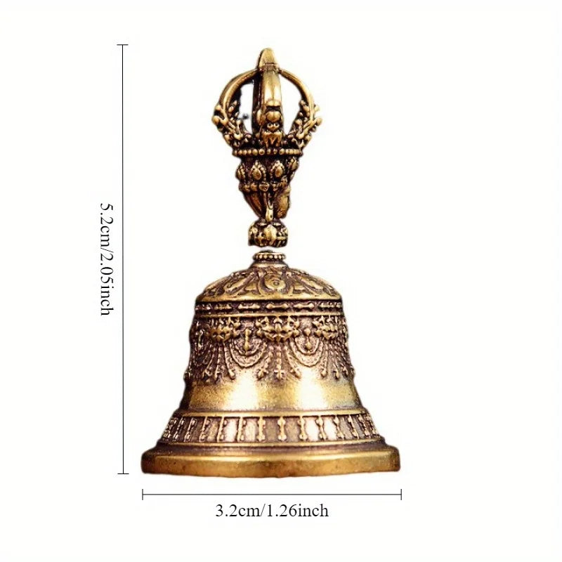Handcrafted Tibetan Brass Drop Bell – Vintage Wind Chime for Car, Home & Gifts