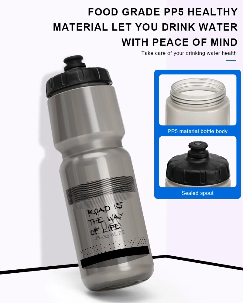 RIDERACE 750ML Bicycle Water Bottle  PP5 Plastic Sports Squeeze Mug for Cycling, Running & Climbing