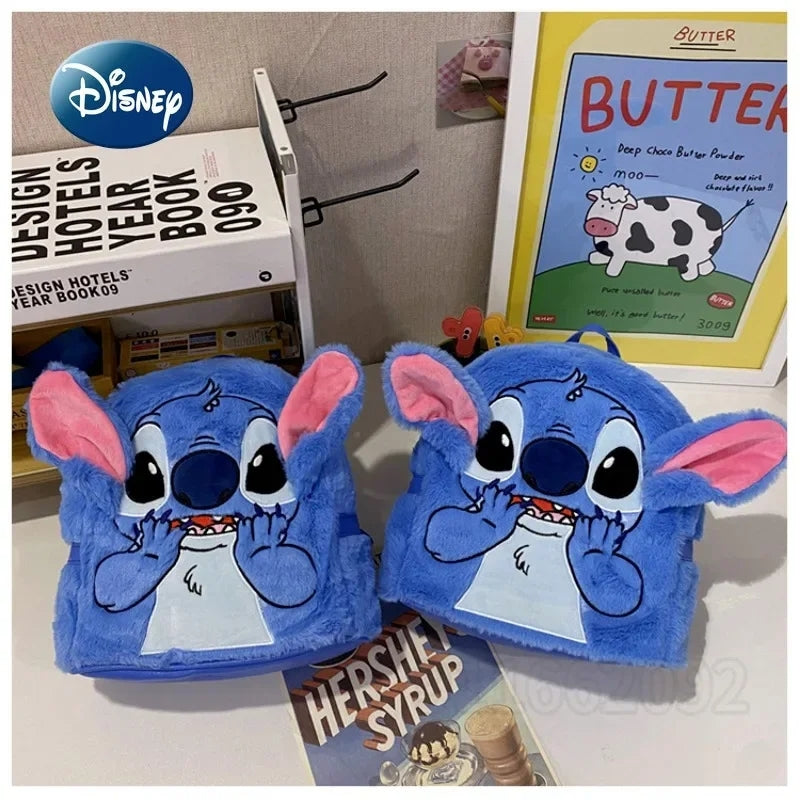 Disney Stitch Plush Backpack  Large-Capacity Cartoon Bag for Kids  Japanese Style Kindergarten & Student Gift