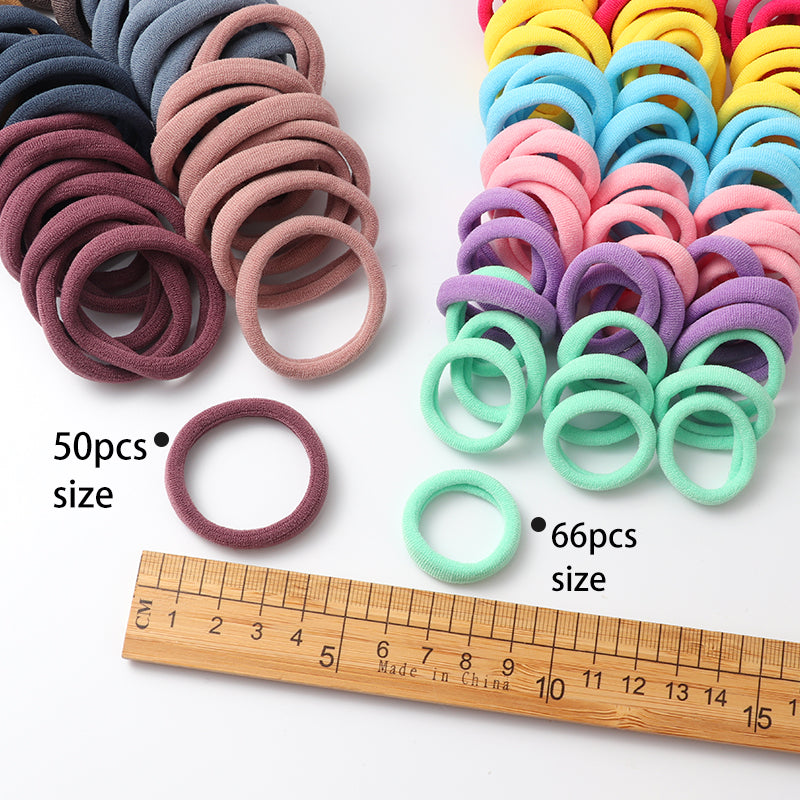 50Pcs Girls Elastic Nylon Hair Bands  Colorful Kids Ponytail Holders & Hair Accessories