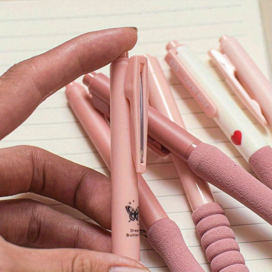 0.5mm Kawaii Gel Pens  6-Pack Retractable Black Ink Pens for School & Office