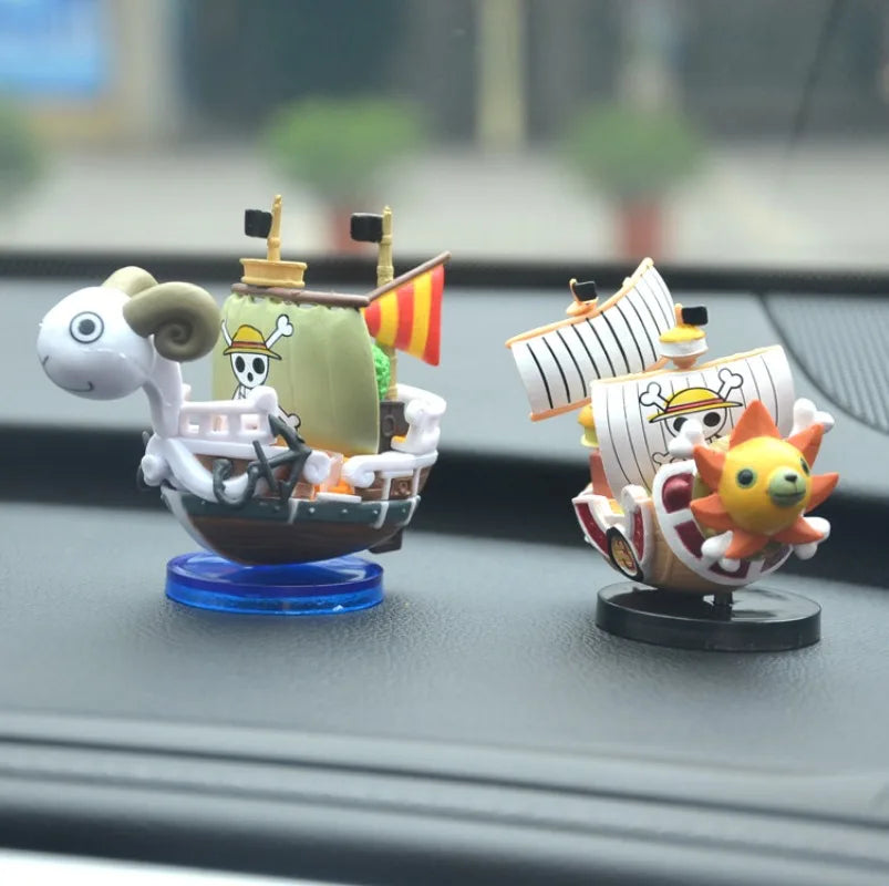 7cm One Piece Ship Mini Model  Thousand Sunny & Going Merry Assembled Boat Figures with Luffy  Cute Anime Collectible Toy