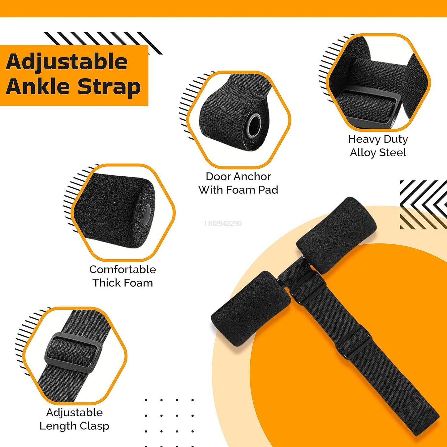 Adjustable Nordic Hamstring Curl Strap  Sit-Up & Foot Holder Exercise Belt