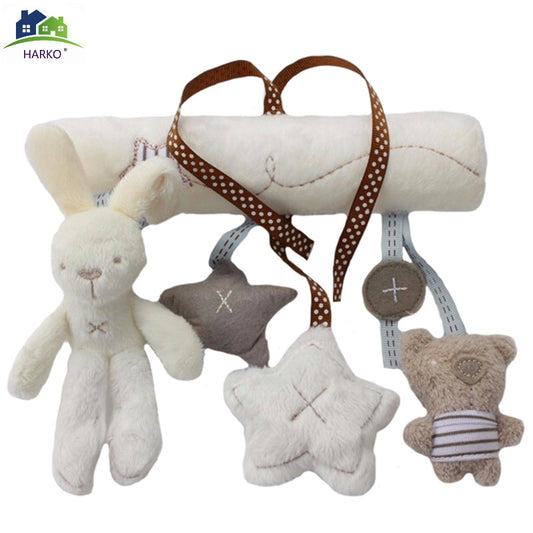 2024 New Hanging Bed Rabbit Plush Baby Hand Bell Multifunctional Safety Seat & Stroller Mobile Toy Gift