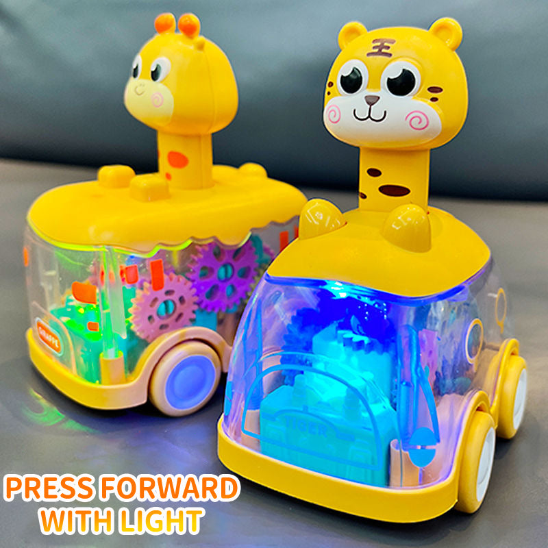 Press Gear Inertial Toy Car Pull Back Animal Puzzle Car for Kids & Boys