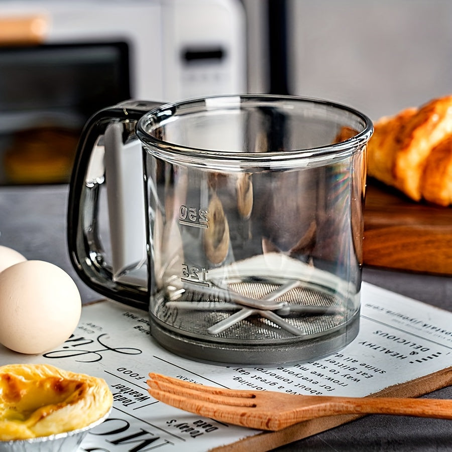 Semi-Automatic Flour Sifter with Hand Press  Transparent Non-Stick Baking Sieve Too