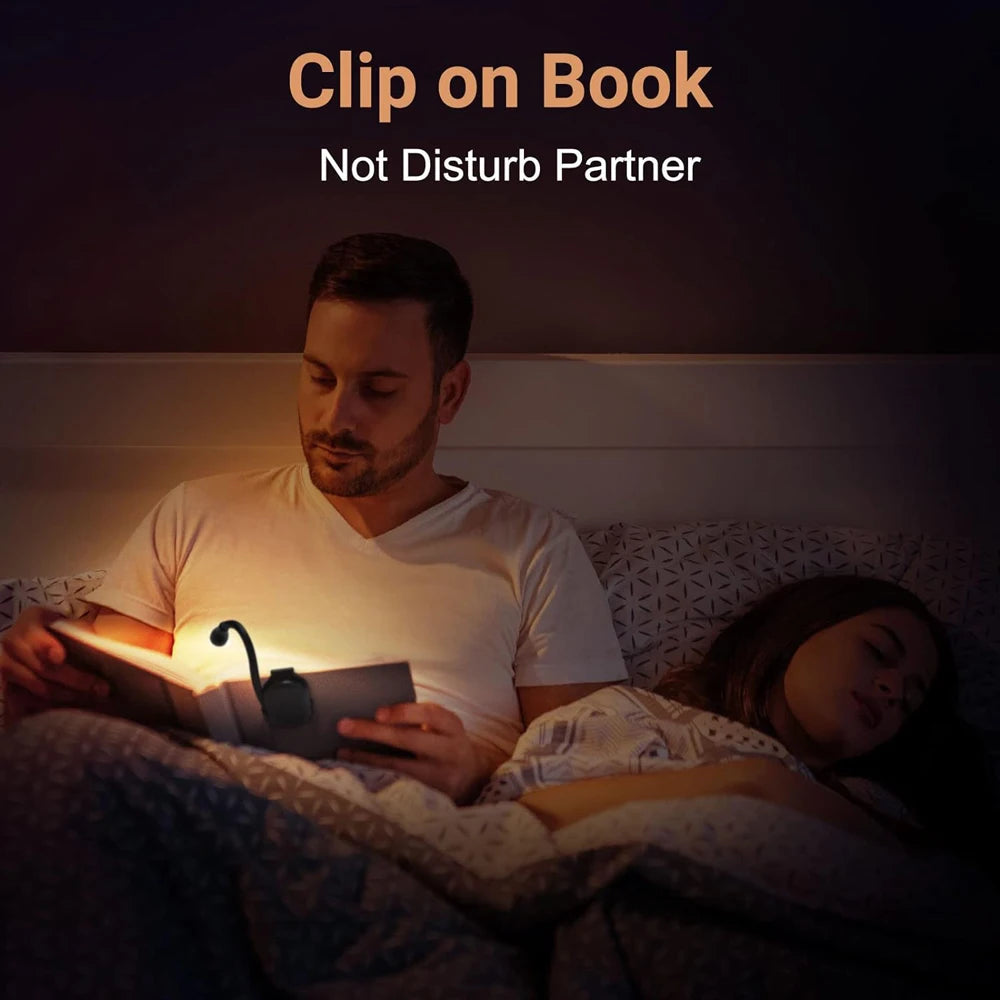 Mini LED Book Light Rechargeable Clip-On Reading Lamp with 360° Adjustable Eye Protection