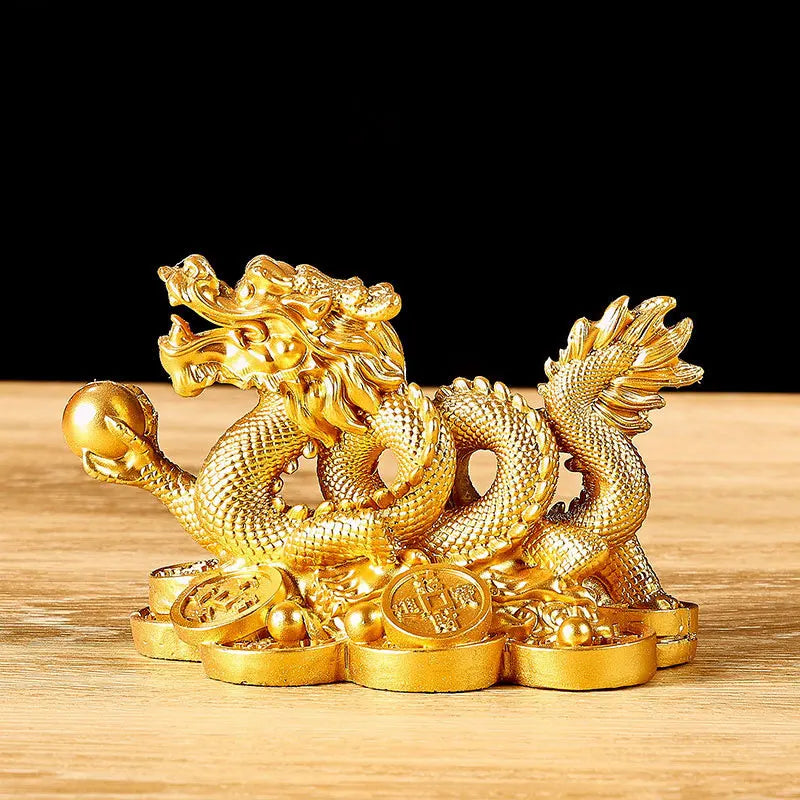 Majestic Chinese Dragon Statue Feng Shui Lucky Charm for Wealth & Power