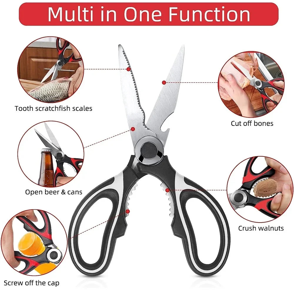 Multifunctional Stainless Steel Kitchen Scissors – Heavy-Duty Chef Shears for Cutting Chicken, Meat, Bones & Vegetables Kitchen Utensils & Accessories Tool
