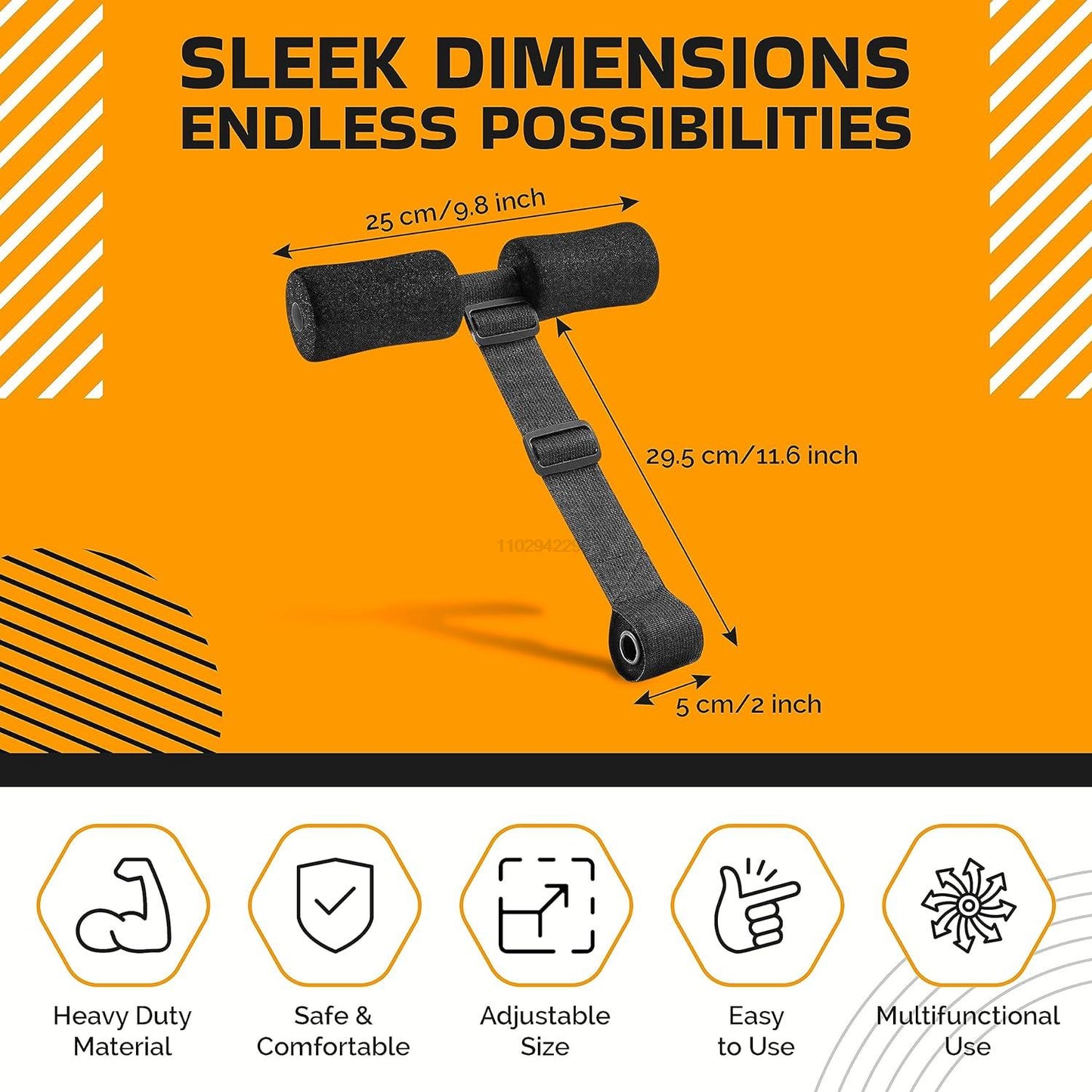 Adjustable Nordic Hamstring Curl Strap  Sit-Up & Foot Holder Exercise Belt