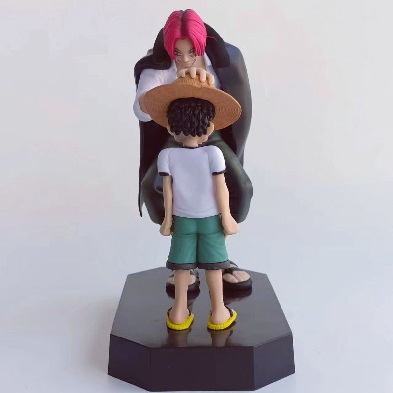 Bandai One Piece Red Haired Shanks Figure  Straw Hat Scene Collectible Car Model Ornament