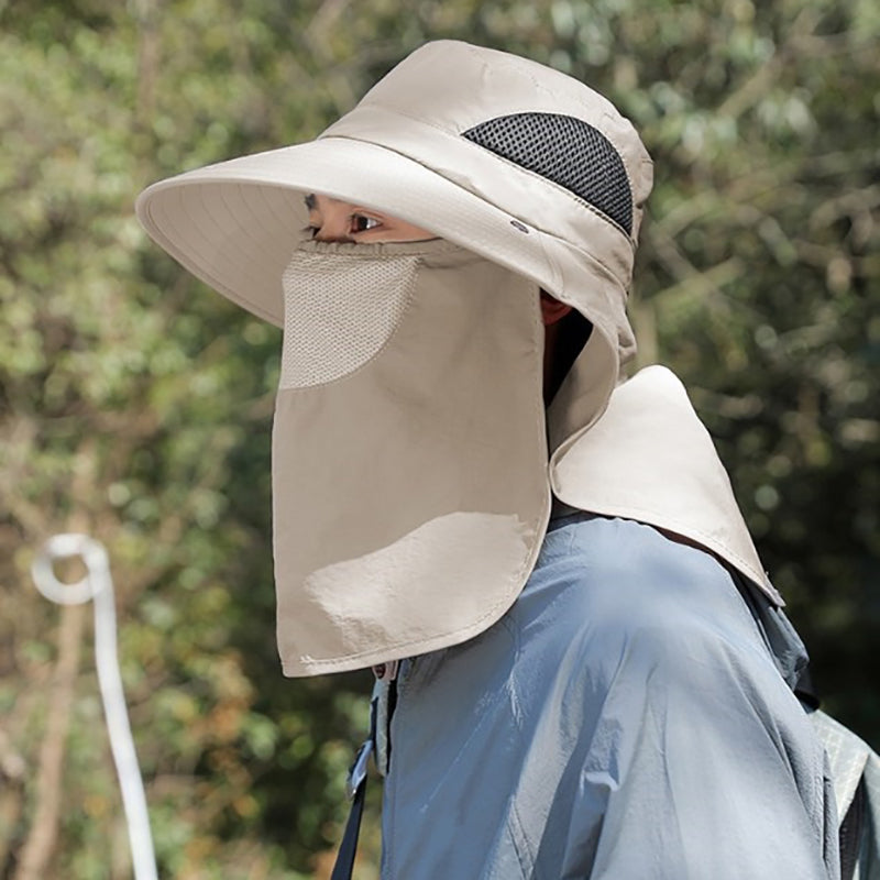 Summer UV Protection Sun Hat  Outdoor Hunting, Fishing, Hiking, Camping Cap with Neck Flap for Men & Women