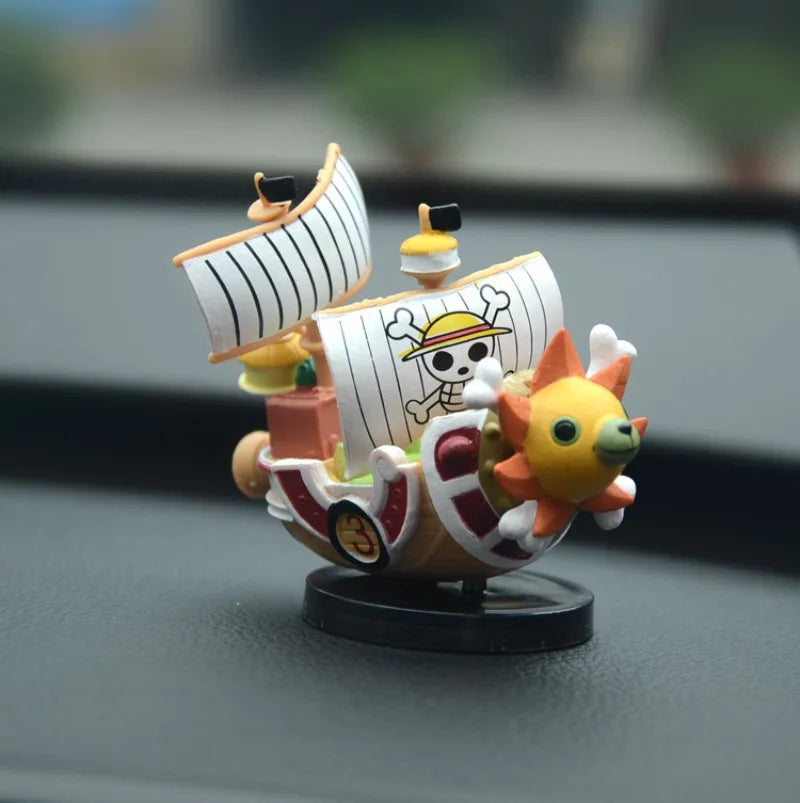 7cm One Piece Ship Mini Model  Thousand Sunny & Going Merry Assembled Boat Figures with Luffy  Cute Anime Collectible Toy