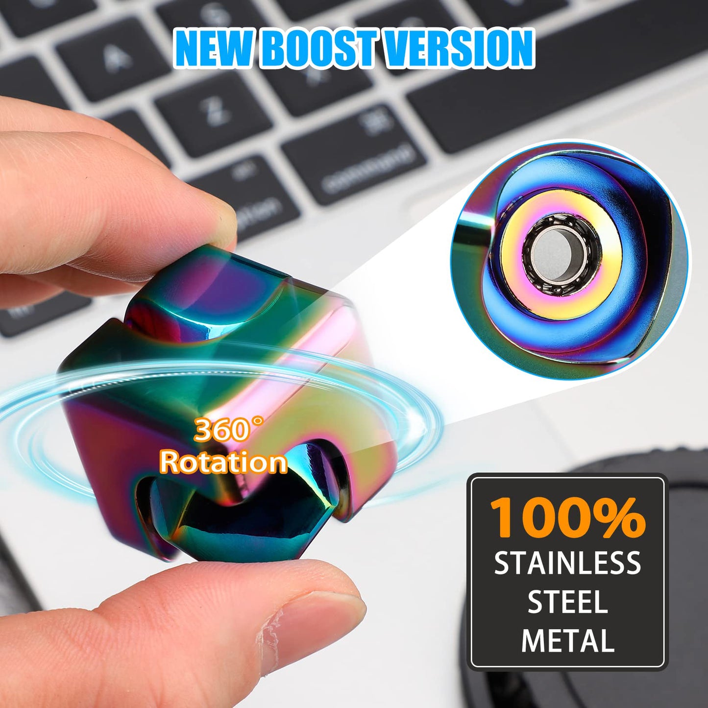 Metal Cube Spinner Fidget Toy  3D Puzzle Gear Gyro for Kids & Adults  Sensory Stress Relief & Focus Toy