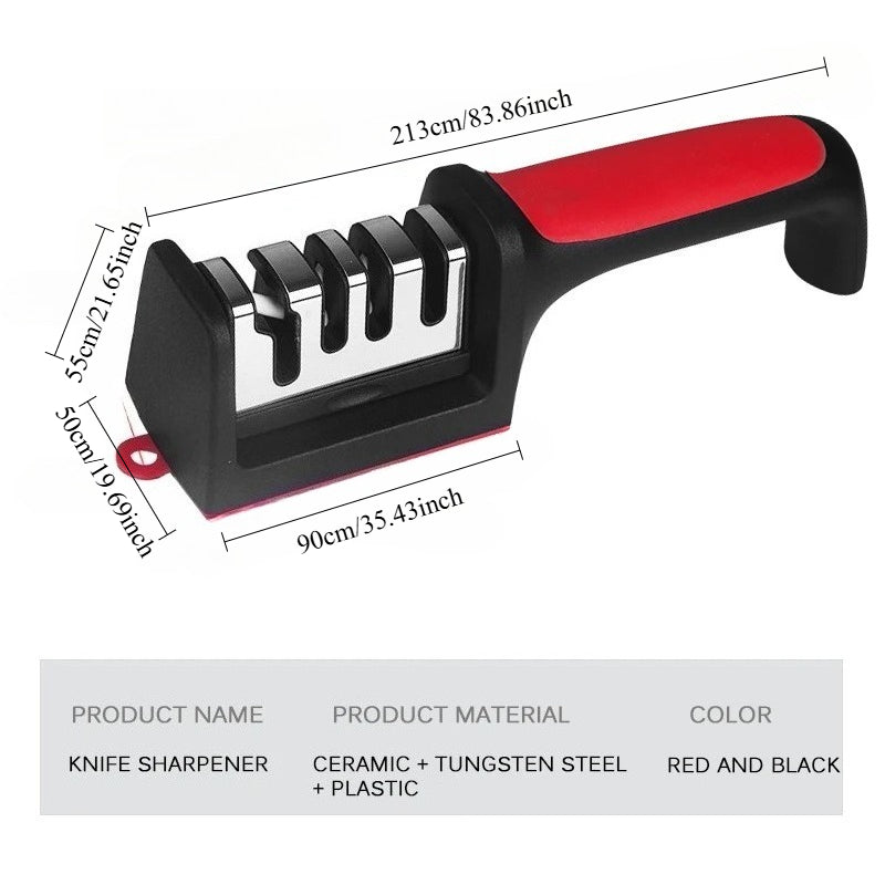 3-in-1 Kitchen Knife Sharpener  Handheld Multi-Purpose Sharpener with 3/4-Stage Sharpening System (Black)