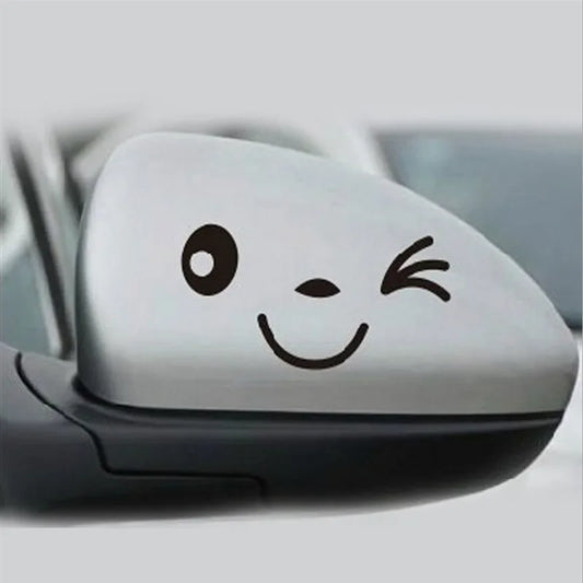 2PCS Reflective Cute Smiling Eye Face Car Stickers Rearview Mirror Cartoon Decals for All Cars