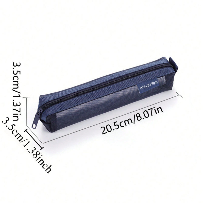 1pc Mesh Pencil Case  Portable Multi-Functional Exam Storage Pouch for School & Office Supplies