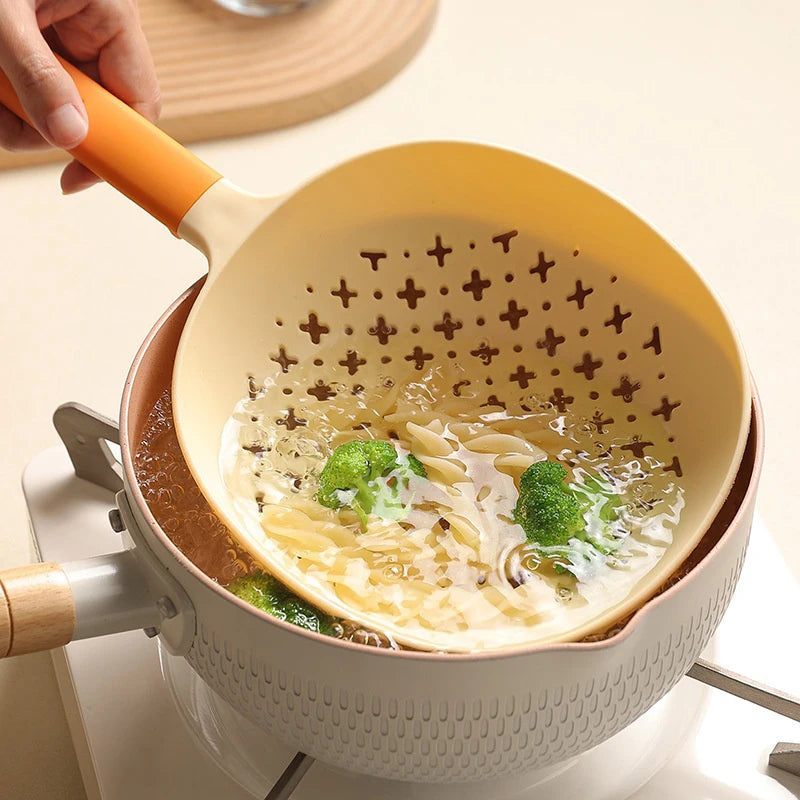 Heat-Resistant Plastic Noodle & Vegetable Colander   Food-Grade Strainer with Hole Design for Easy Filtering   Kitchen Accessory