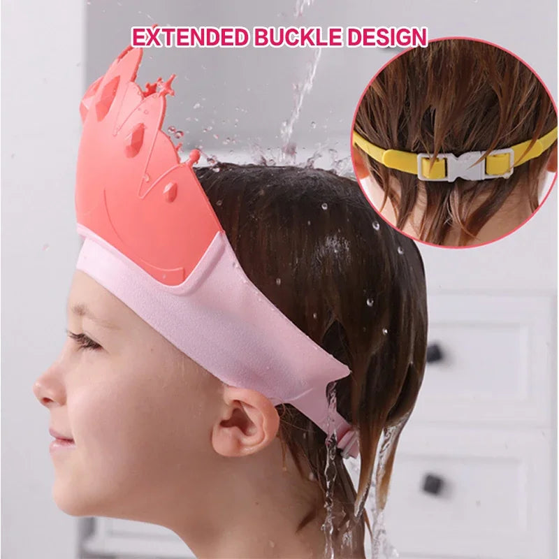 Cartoon Baby Shampoo Cap  Adjustable Bath Visor with Ear & Eye Protection